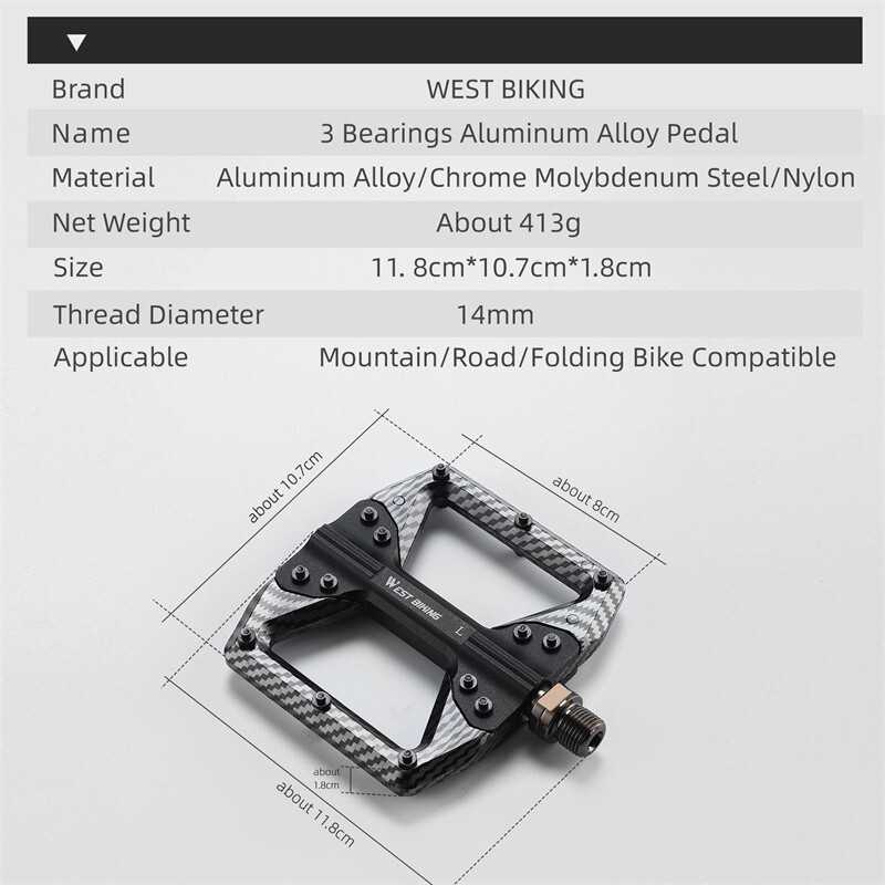Aluminum Nylon Bicycle Pedals 3 Bearing Carbon Fiber Coating MTB Bike Pedals