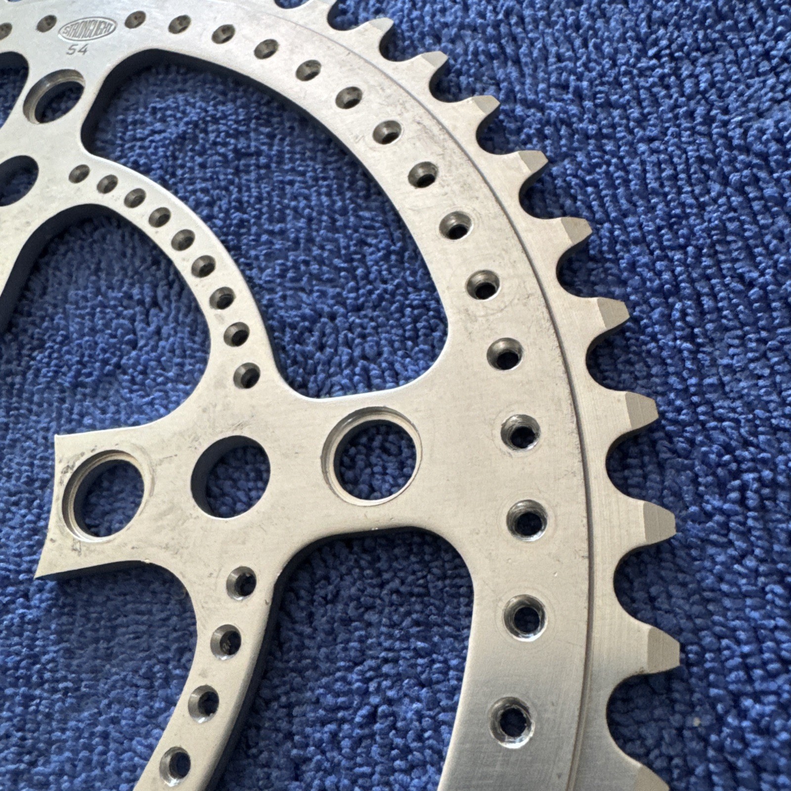 VNTG STRONGLIGHT 99 BIS DRILLIUM ALLOY CHAINRING 86 BCD X 54T SIL NEW W/O PKG
