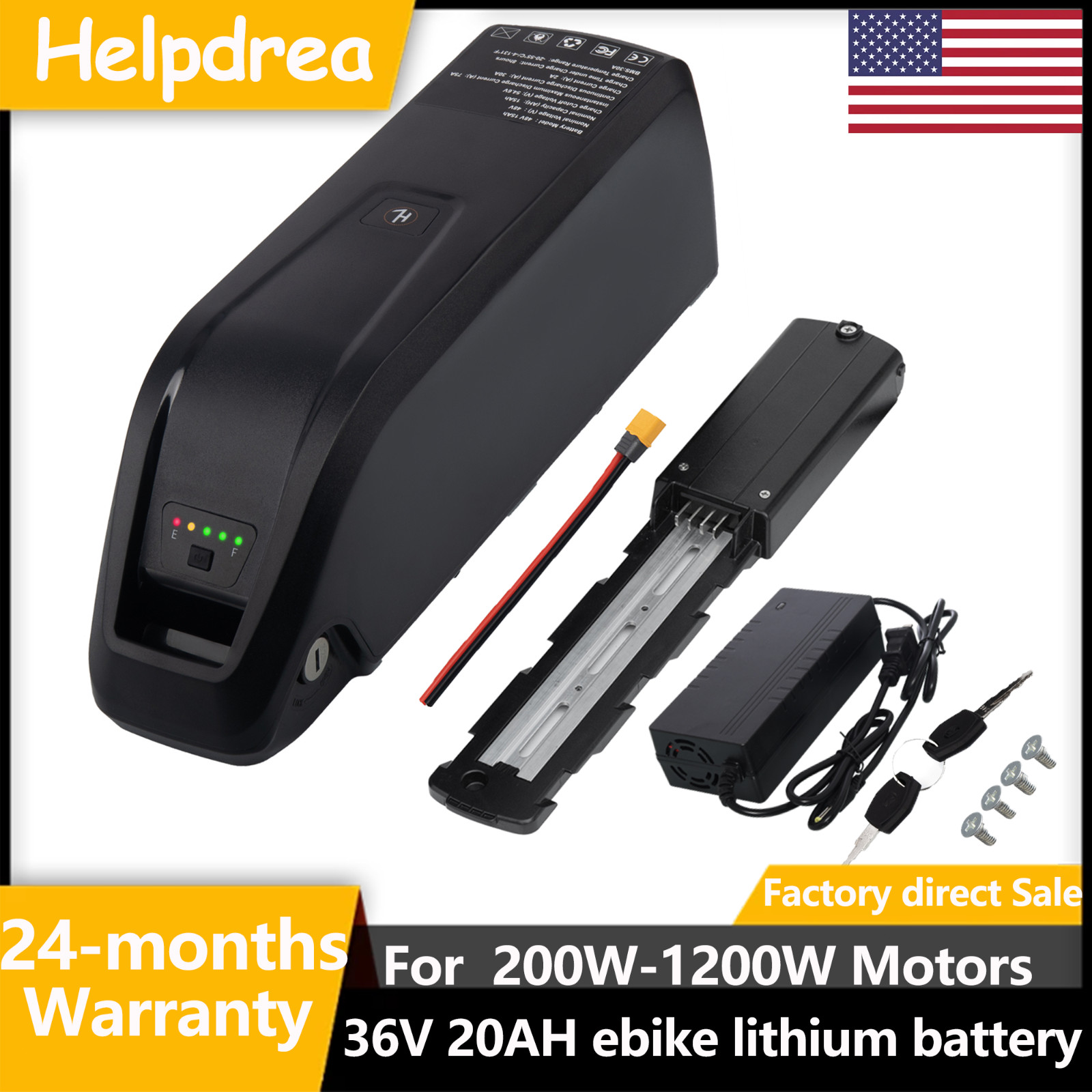 4pin 36V eBike battery 36V 20Ah lithium Battery w/ USB Port bicycle ≤1200W Motor