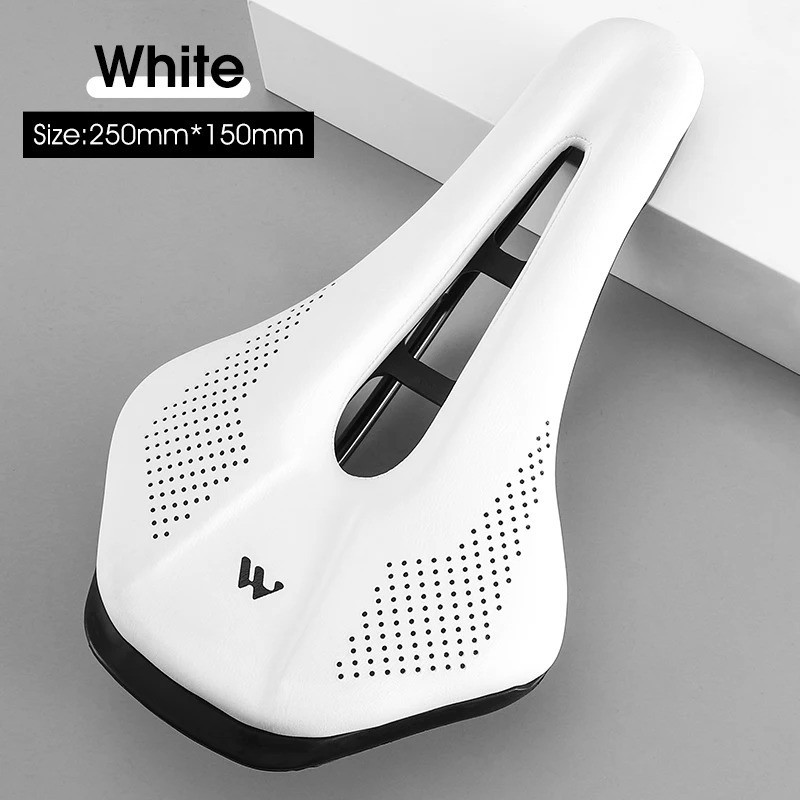 Road Bike Saddle Short Nose Hollow Ergonomic PU Leather Cushion Seat 340g