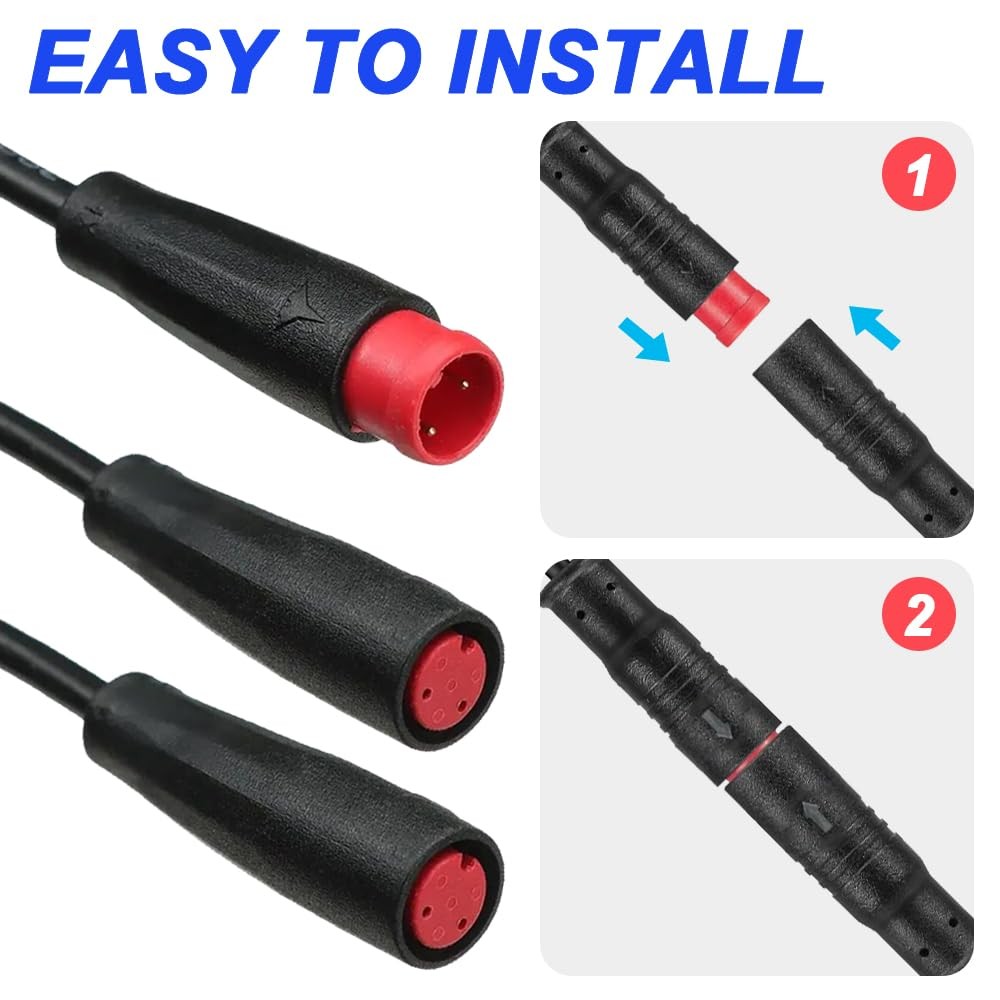 2 PCS 2 Pin YSplitter Male To Dual Female Ebike Extension Cable Cord 1 To 2