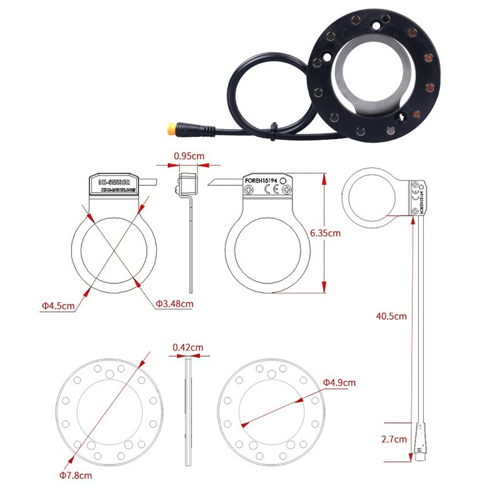 Dual Hall PAS sensor KD-2PS-L for ebike throttle with 12/8 interface support