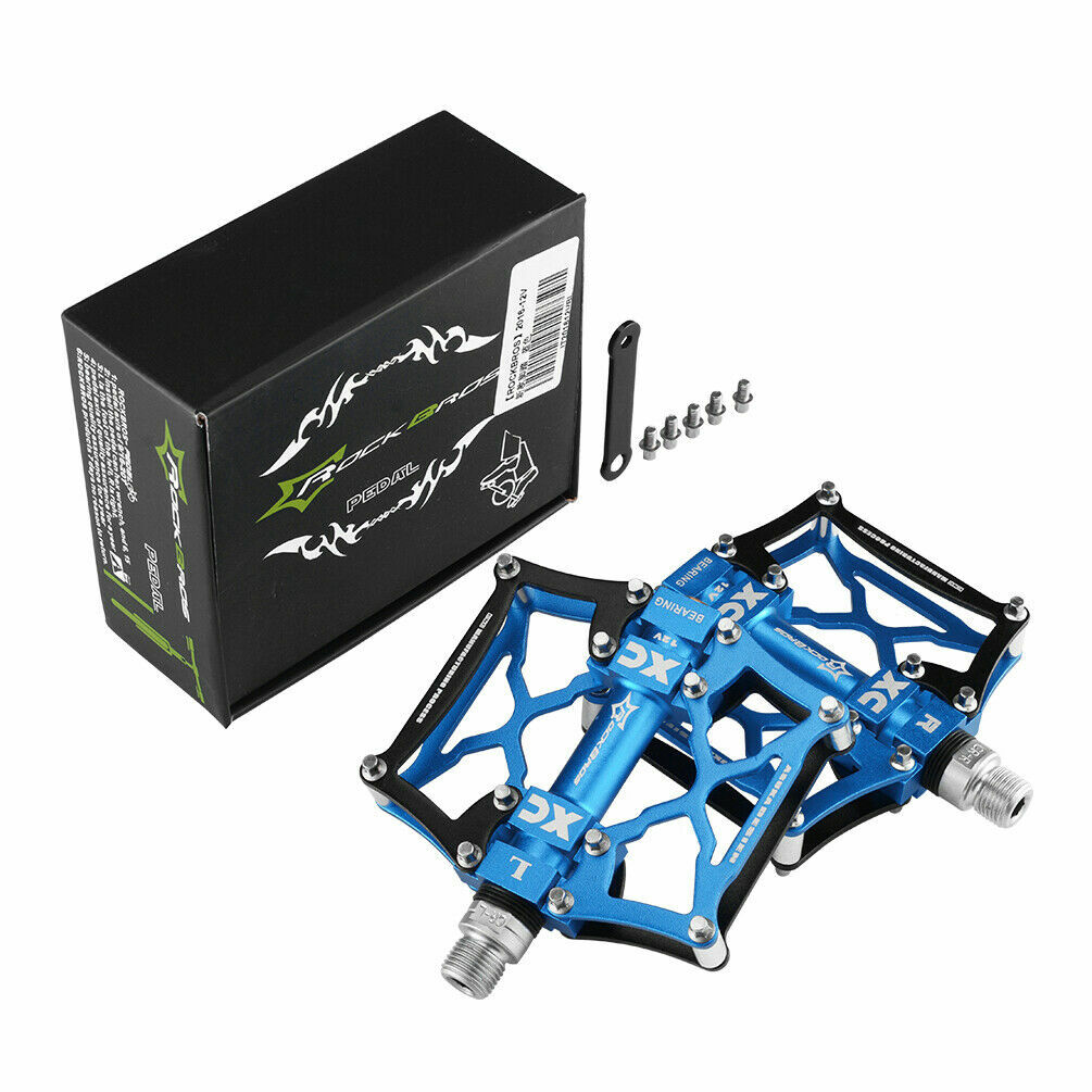 ROCKBROS Bike Platform Pedals Bicycle Flat Pedals Aluminum Alloy Anti-slip 9/16”