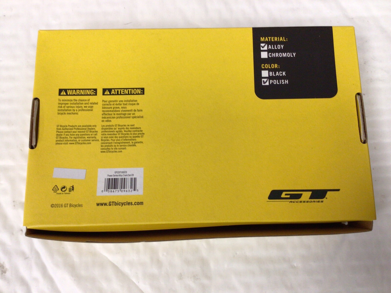 GT Power Series Polished Alloy Crank Set Without Chainring 175mm 22mm