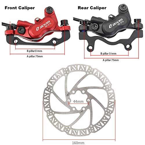 zoom HB876 4-Piston Pre-Bled Hydraulic Disc Left-Front&Right-Rear ZM3000 Red