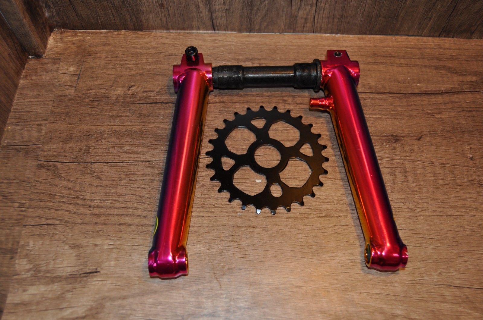 3-Piece BMX Crankset 175mm American BB Set Pedal Oil Slick Fuel Jet Color
