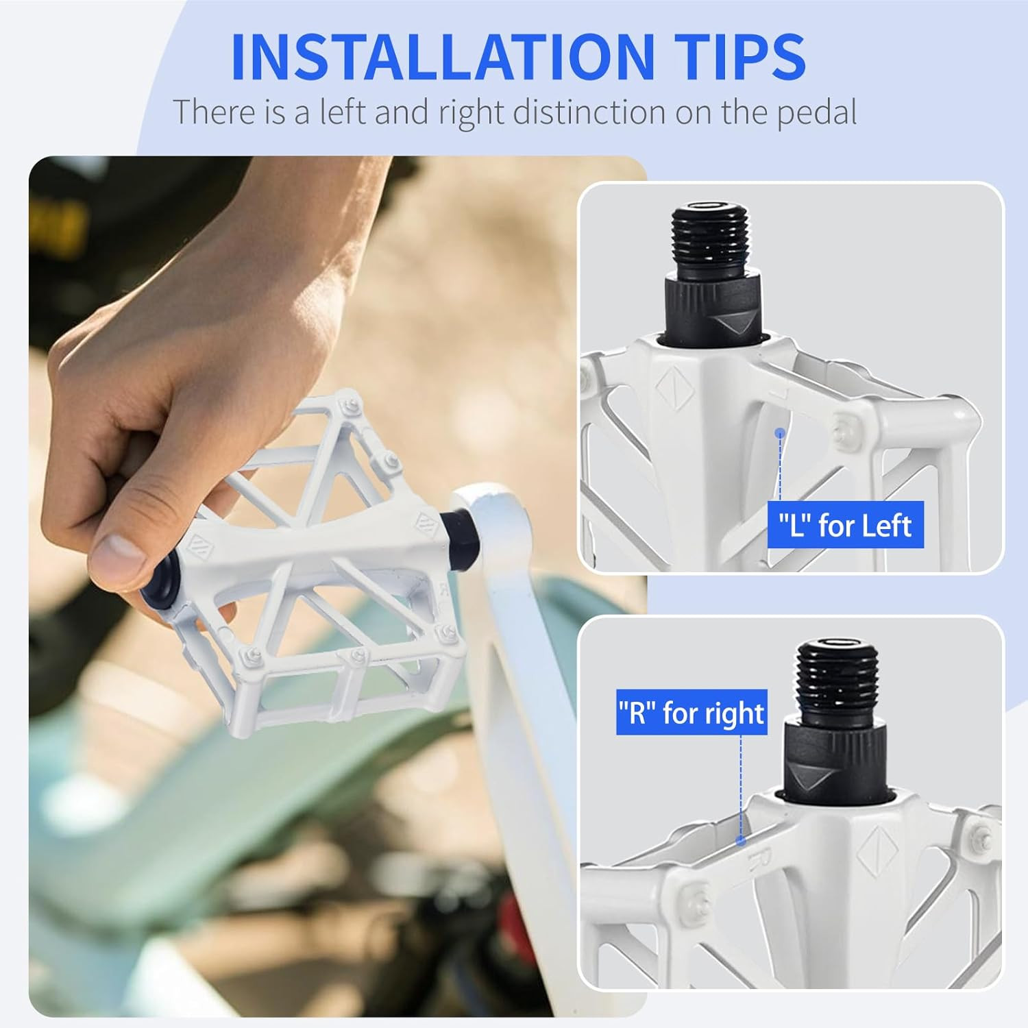 White Pedals Compatible with Ridstar Q20, Bicycle Pedals for Electric Bike, Alum
