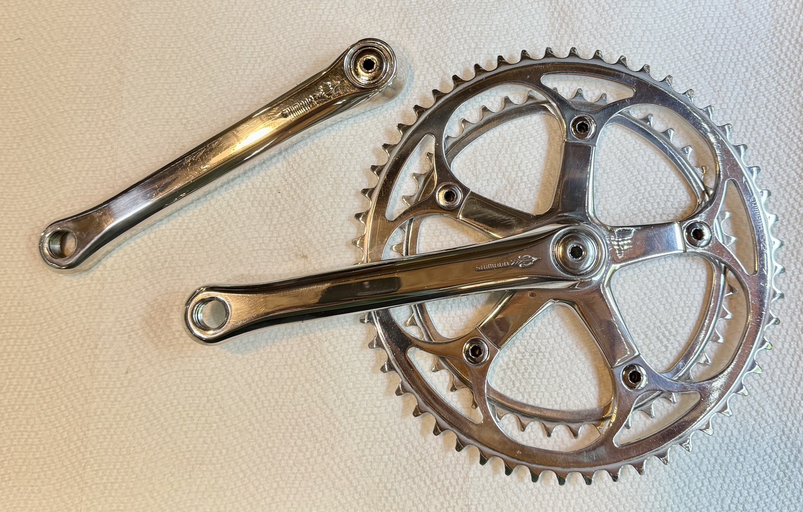 Vintage Shimano Golden Arrow 600 Arabesque Crankset 52×42 170mm Polished Nice