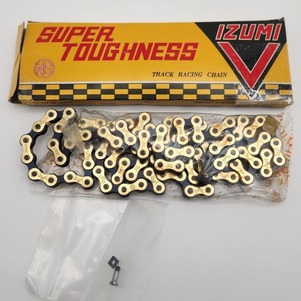 Izumi V Super Toughness Gold & Black 1/8″ Fixed-Gear Track Bike Chain NJS OPEN