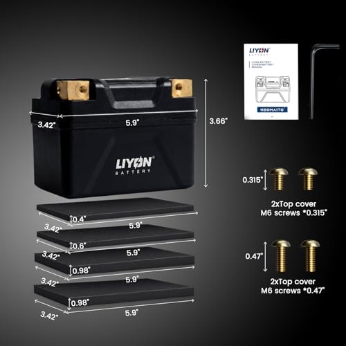 LIYON Lithium YTX9-BS/YTX7A-BS/YTZ10S-BS Motorcycle ATV Battery, LP12-BL-4AH