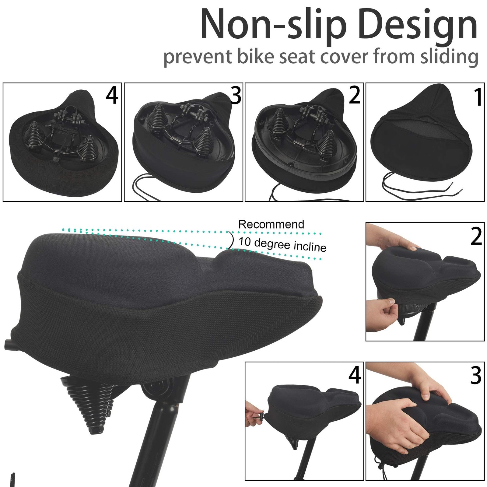 C6 Large Comfortable Exercise Bike Seat Cover – Wide Soft Foam & Gel Padded B…