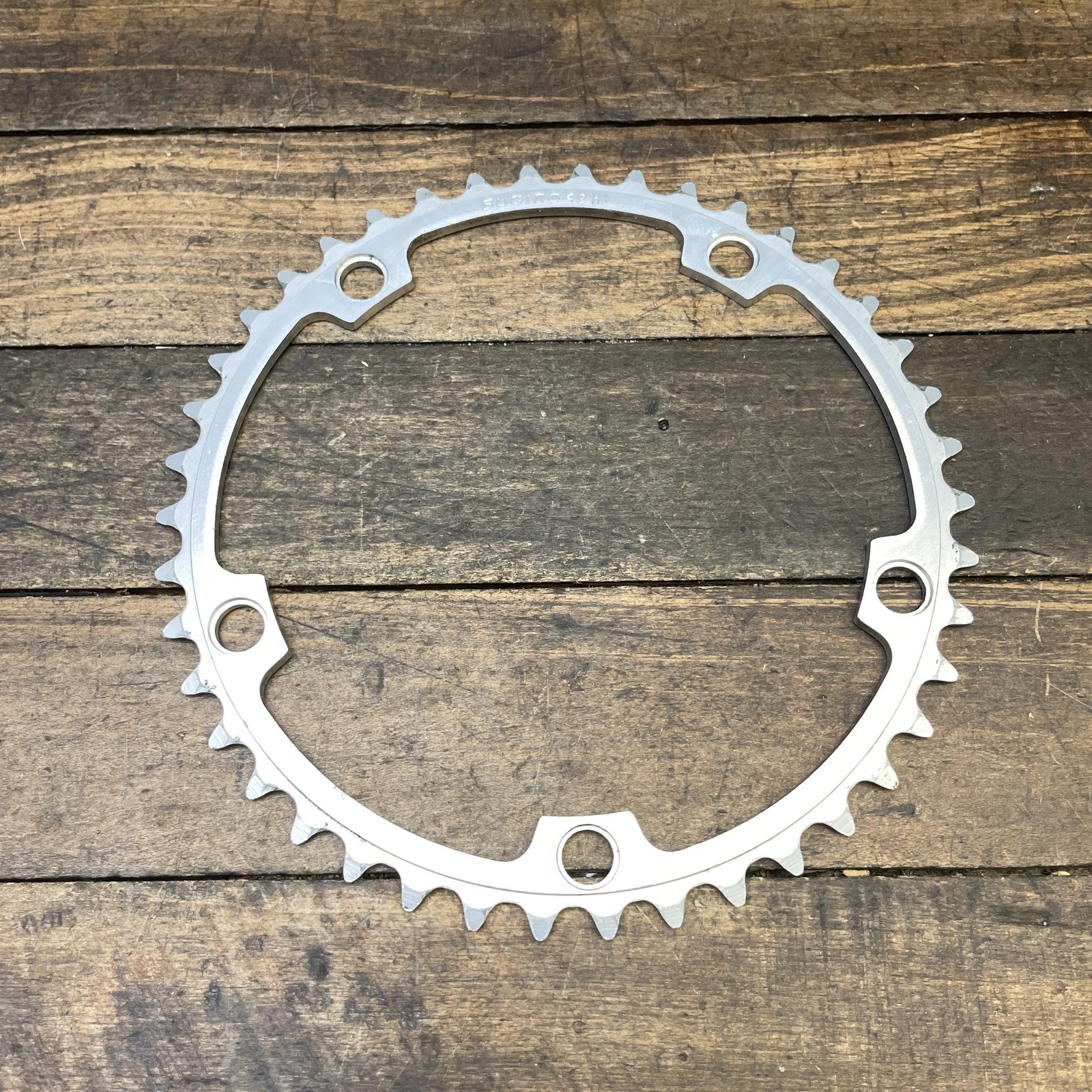 Vintage Sugino 42T Chainring 42 Tooth 144 BCD 5 Arm Silver Road Bike Alloy