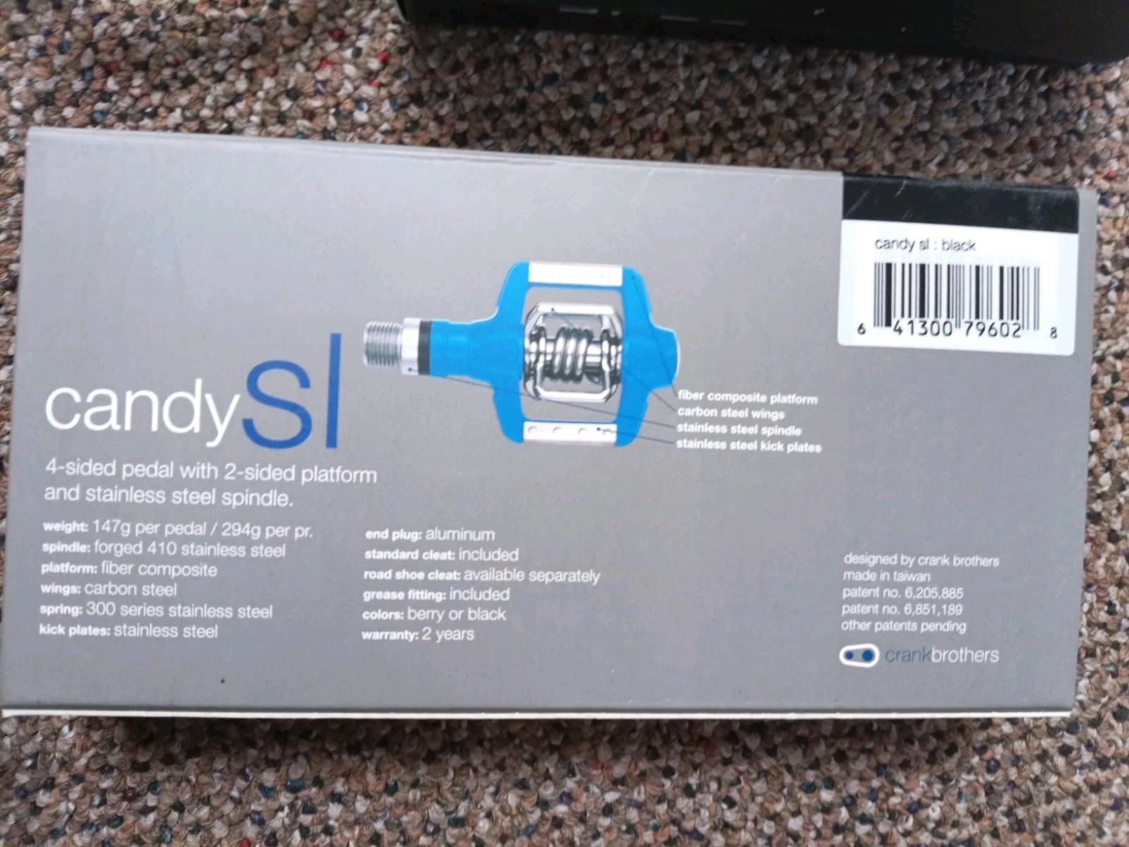 Crank Brothers Candy SL Clipless MTB Pedals Blue 9/16 in Box Used Cleats
