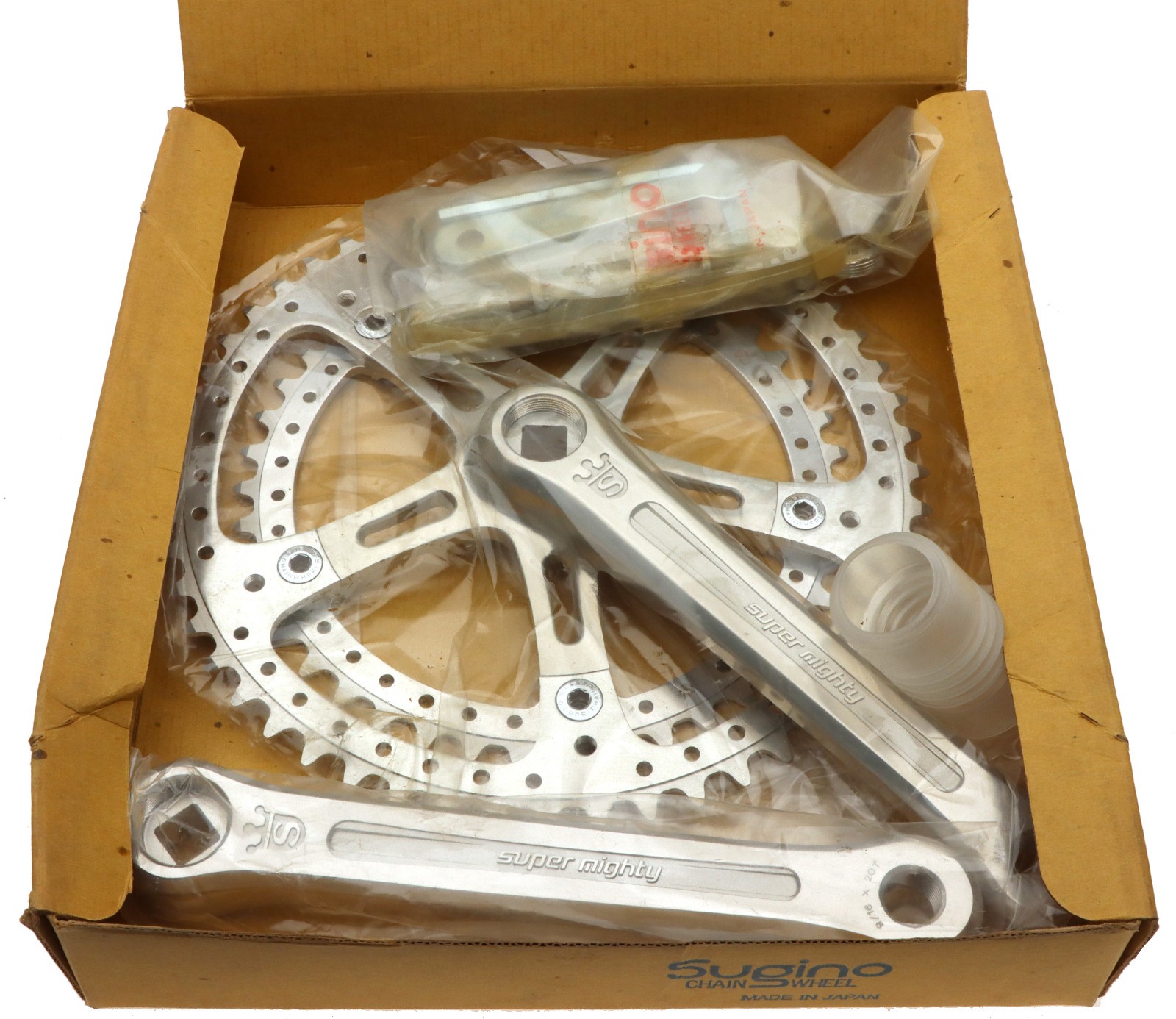 Sugino Super Mighty Crankset 8 Speed 170mm Silver 52/42 W/BB NOS NEW Vintage
