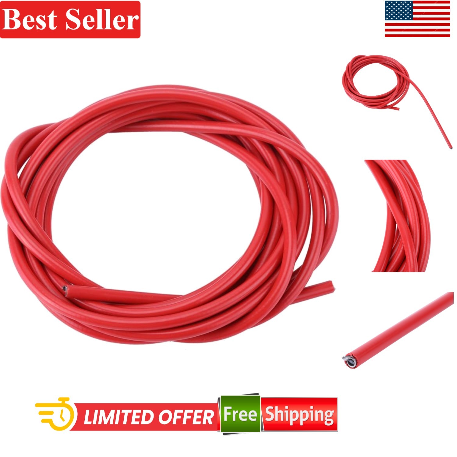 Lightweight 3m Brake and Shift Cable Housing – Red Rubber & Steel for Bicycles