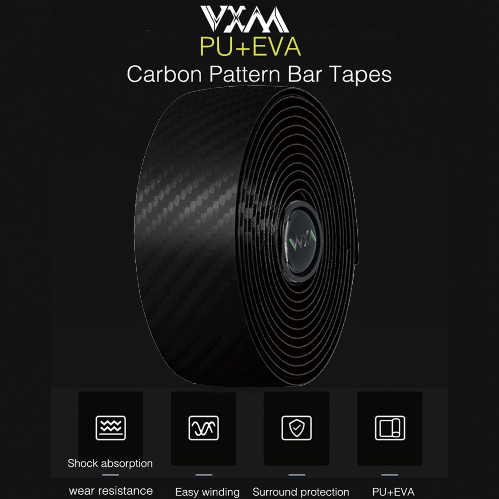 Bicycle Handlebar Tape, Carbon Fiber PU&EVA Road Bike Bar Tape Non-Slip Cycli..