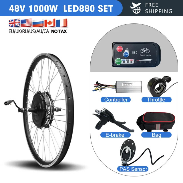 48V 1000W Ebike Motor Kit Rear Brushless Geared Hub Motor Wheel with LCD Display
