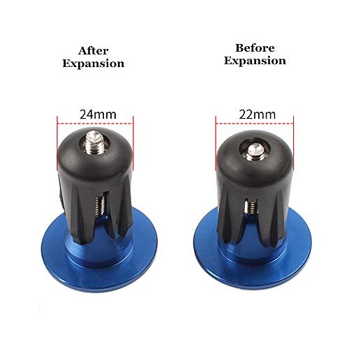 1 Pair Aluminum Bike Handlebar End Plugs, Expanding Locking Bar End Caps Blue