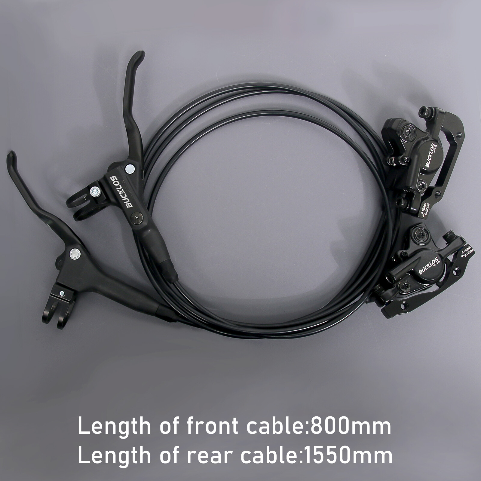 Front+Rear Hydraulic Disc Brake Set Levers 2-Piston Bicycle Oil Brake 800/1550mm