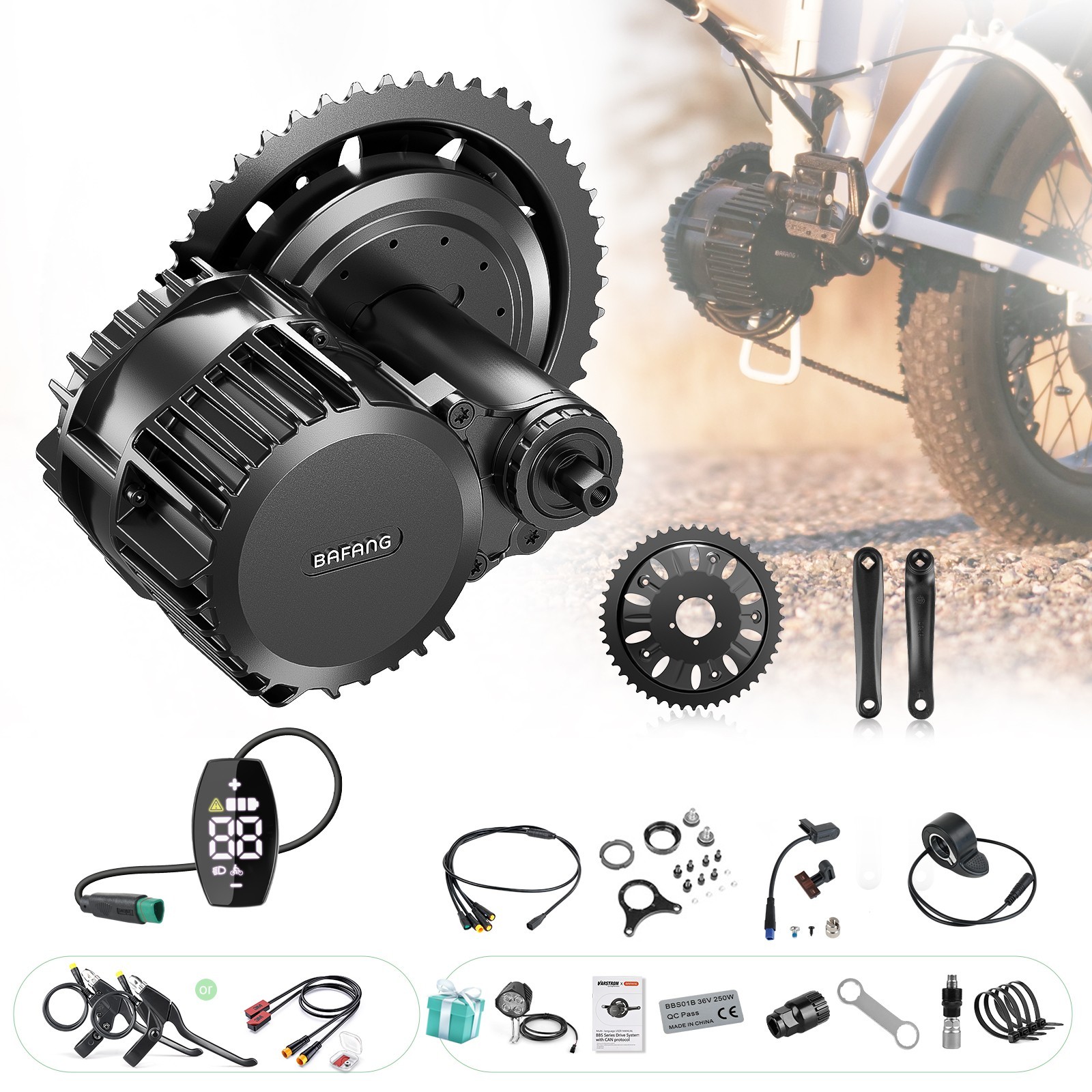 52V1000W68-73mm BAFANG Mid Drive Motor Kit 160N.m BBSHD Ebike Conversion Kits US