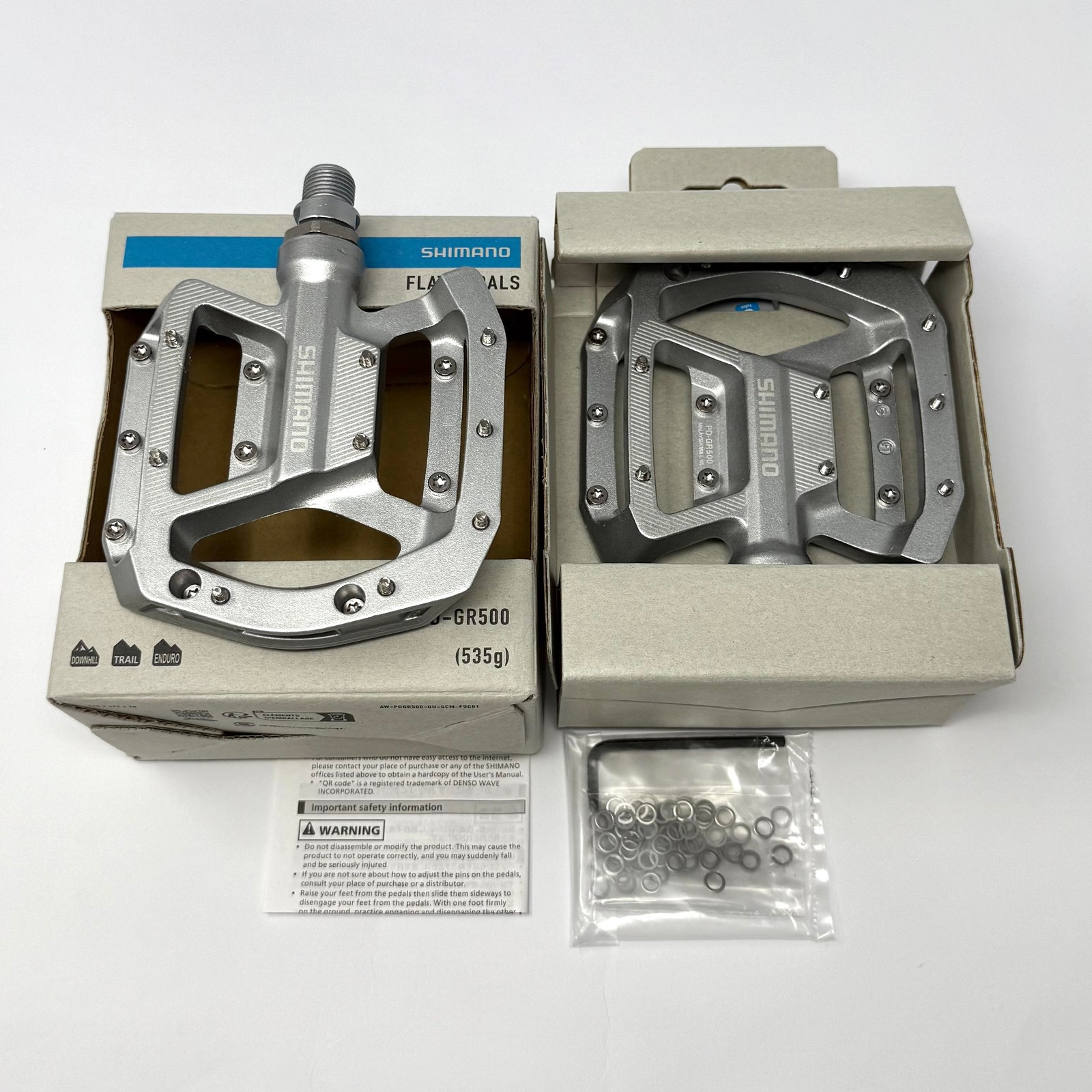Shimano PD-GR500 Flat Platform Pedals Silver MTB Trail Enduro 9/16 Alloy Pair