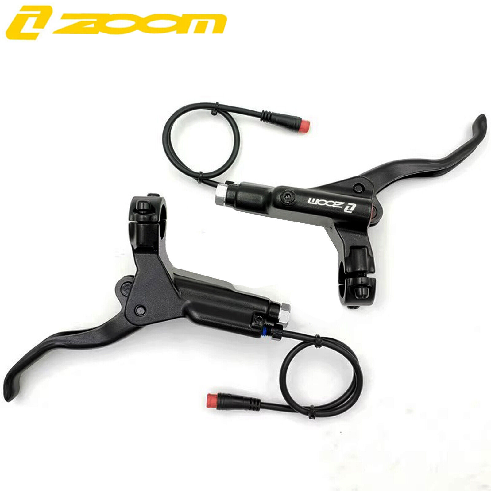 ZOOM HB-876E E-Bike Red Hydraulic Disc Brake 4-Piston Caliper w/Power-Off MTB