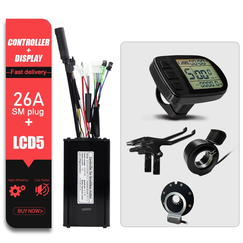 E-bike Controller 36V 48V 52V 26A Waterproof Sinewave Controller 500W 750W
