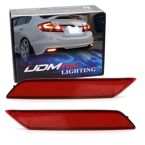 60-SMD LED Bumper Reflector Lights Compatible With 2013-2015 Honda Red Lens
