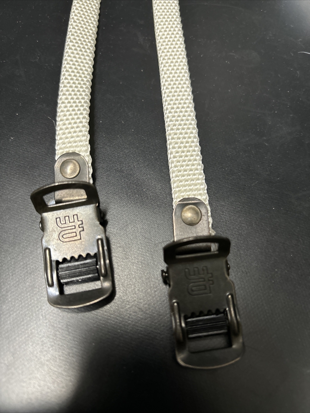 NOS Mt. Christophe White 440mm ATB Nylon Toe Straps Extra Long Fit: Gt Klein SE
