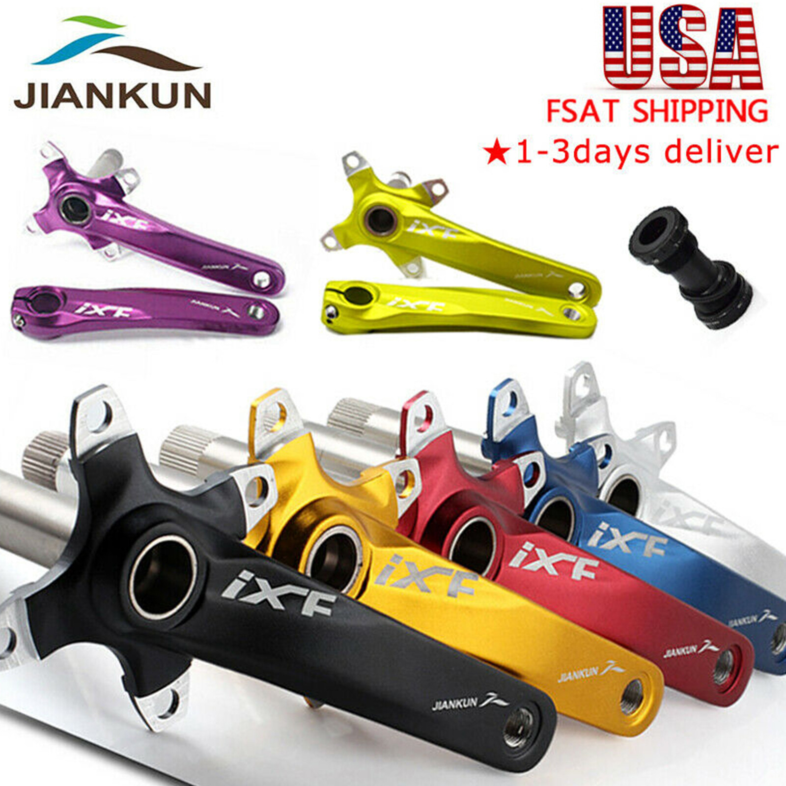 Bike Crank Set 64/104BCD Mountain Bike 170mm Hollowtech Crank Bottom Bracket US
