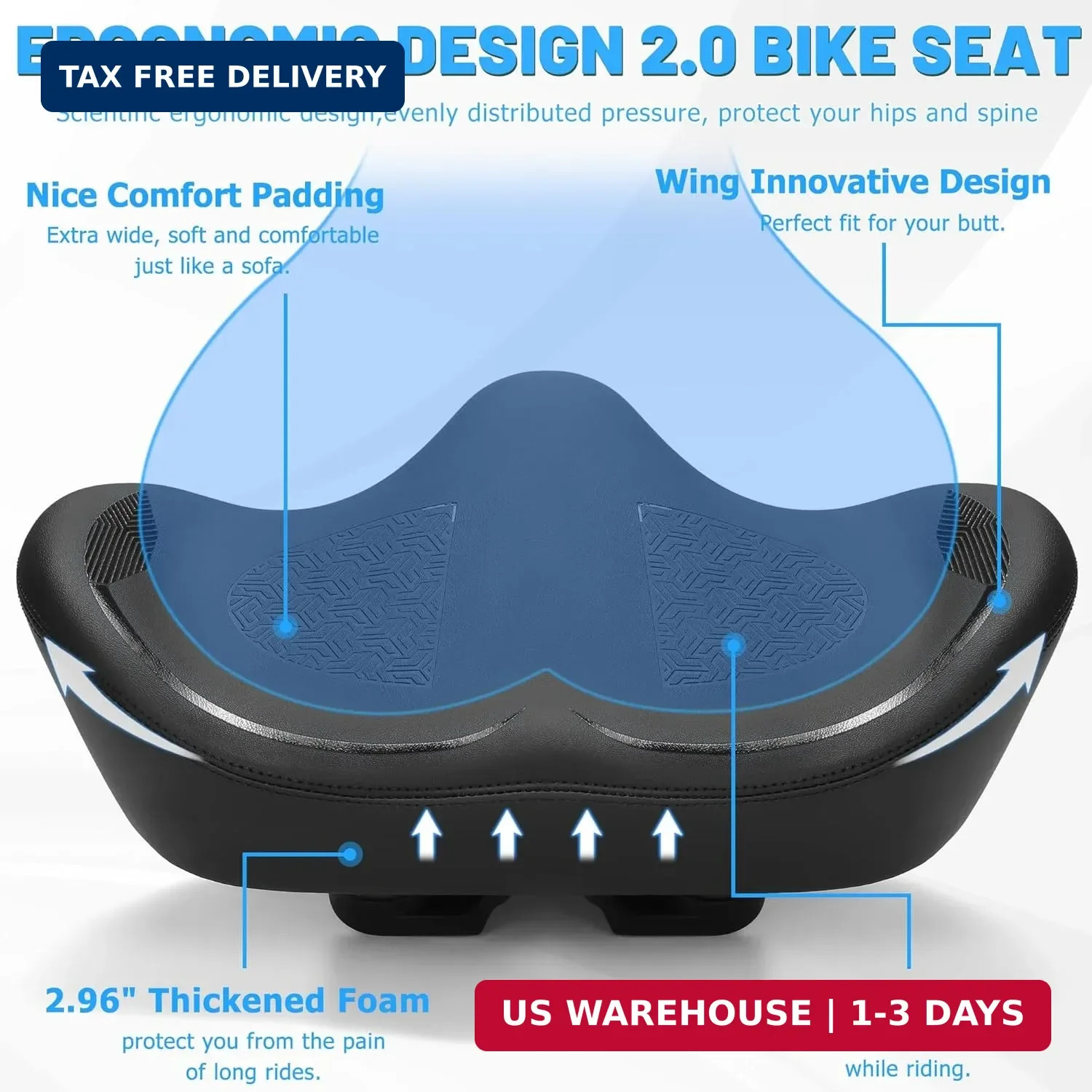 CDYWD Noseless Oversized Bike Seat for Men Women Comfort, Extra Wide Padded Bicy