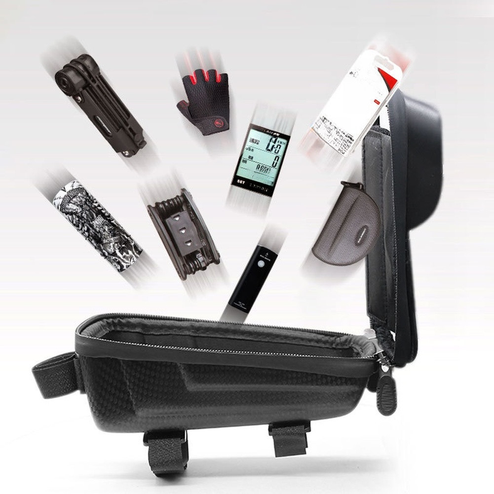 Bike Top Tube Bag 20 cm Hard Shell Waterproof Touchscreen Friendly for Riders