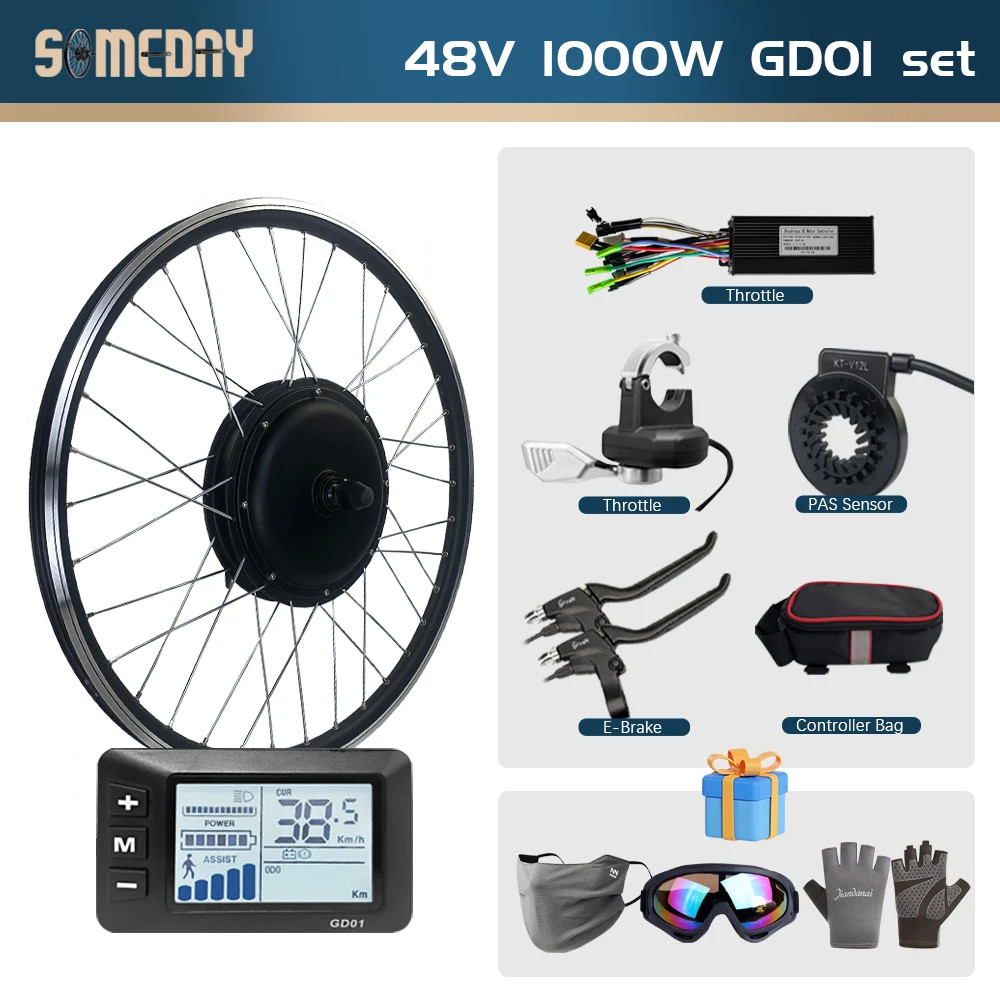 E-bike Conversion Kit 48V 1000W Front Brushless Gearless Hub Motor Wheel