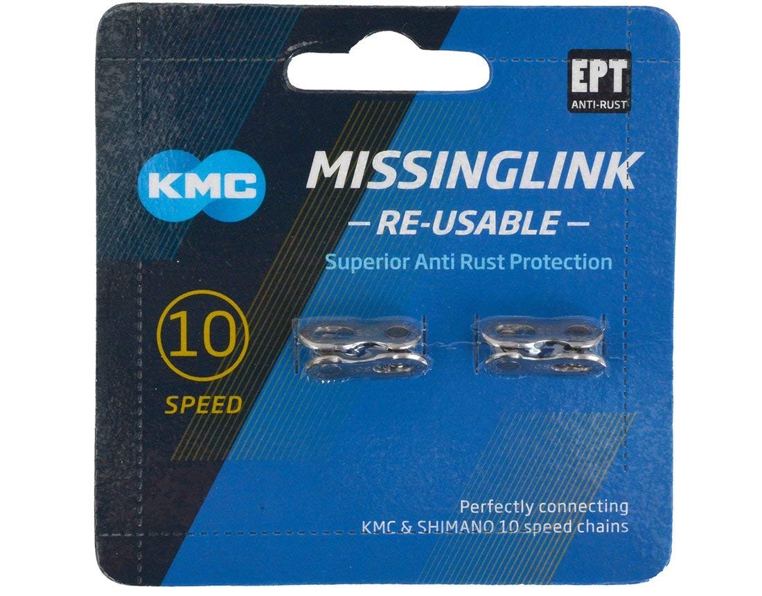 KMC Missing Link 10-Speed Chain Connector, Silver (Blue), 2 Pairs