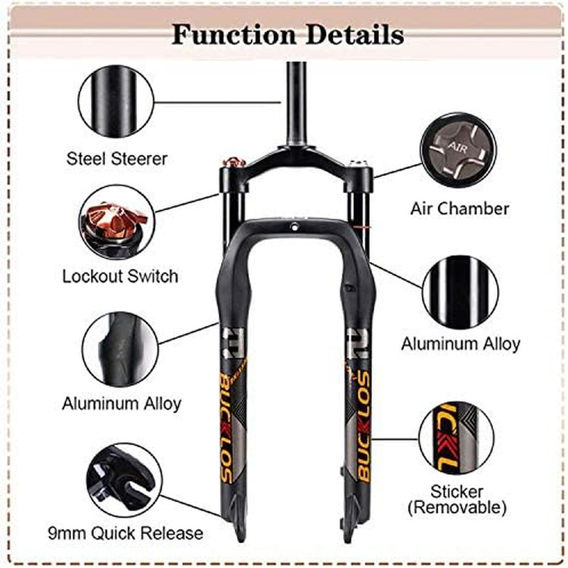 26 X 4.0 Inch Fat Bike Tire Air Suspension Fork 120Mm Travel, Spacing Hub 135Mm