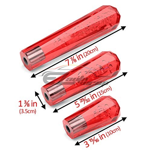 Shift Knob Stick Crystal Transparent Bubble Throw Gear Shifter 20cm Red