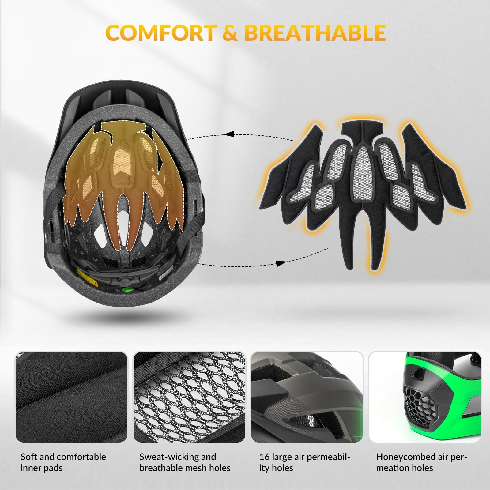 ROCKBROS Kids Full Face Helmet Kids Bike Helmets Lightweight Toddler Mountain…
