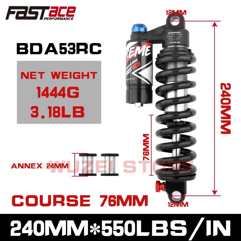 FASTACE BDA53RC MTB Bicycle Downhill DH Rear Shock 220mm 190mm 200/210/240mm