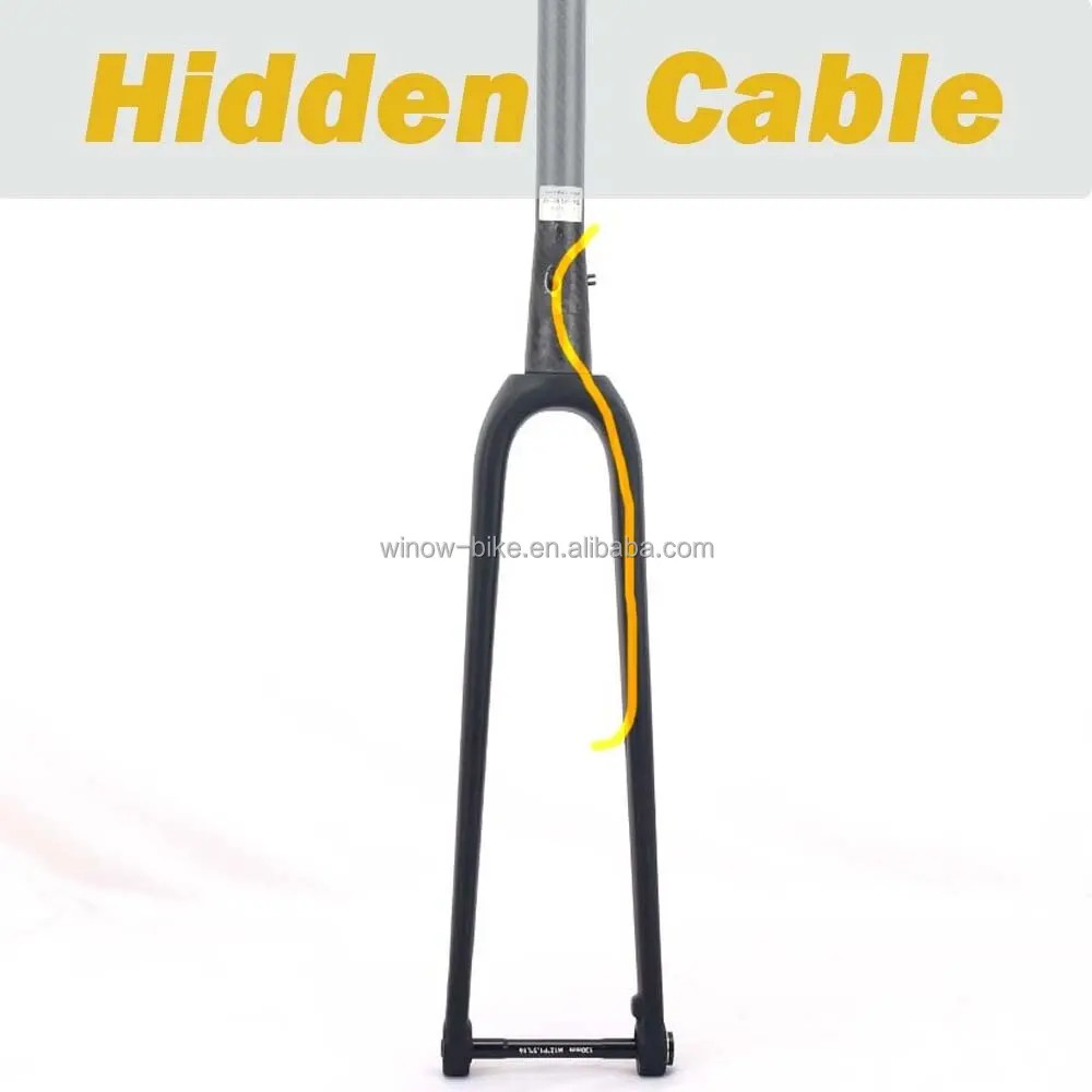 Carbon Gravel Road Bike Fork 700C 100*12mm Thru Axle Tapered Tube Disc Brake