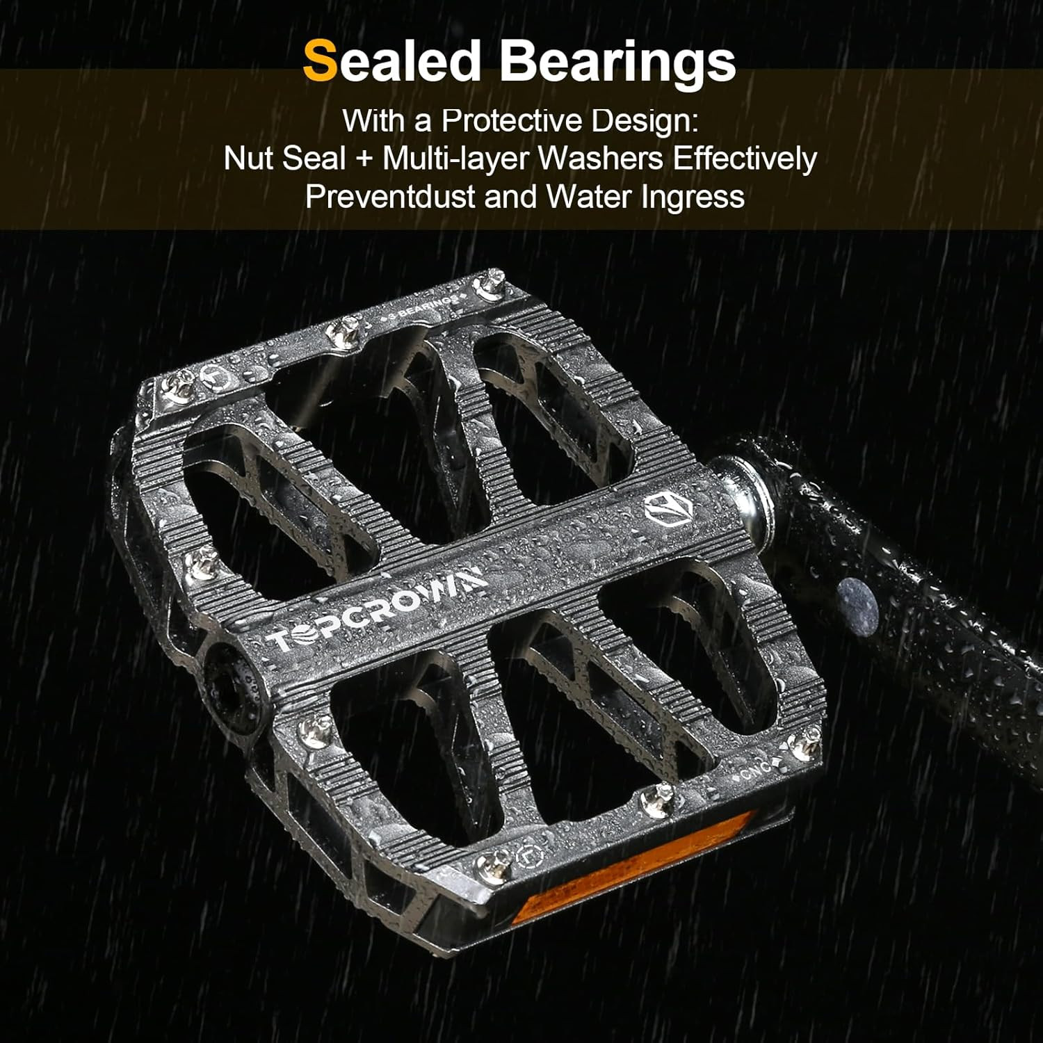 Mountain Bike Pedals with Reflectors, Aluminum Metal Bicycle Flat Pedals 9/16″ –