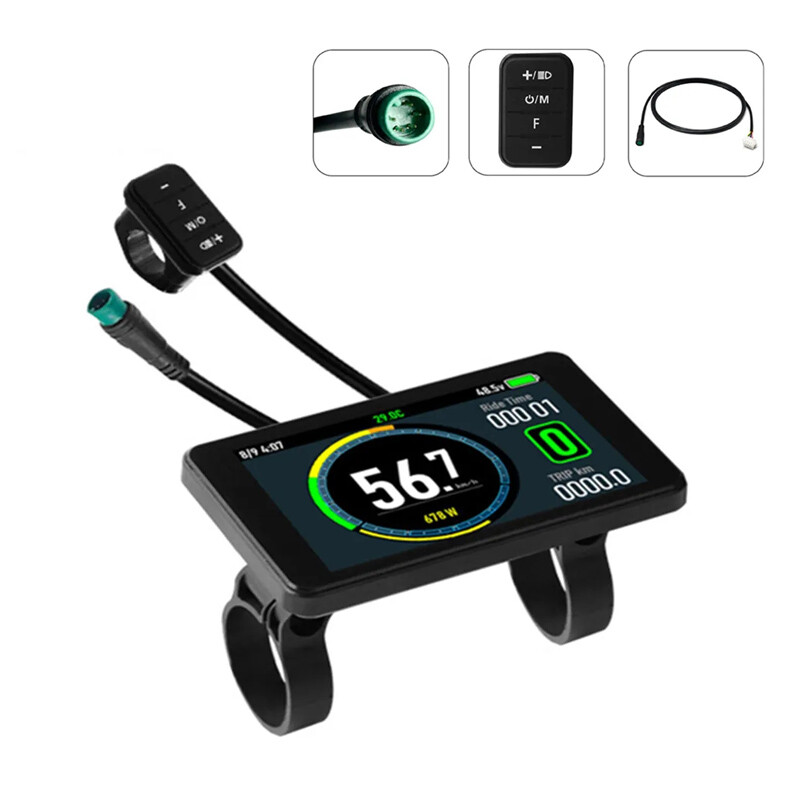 24V-72V E-Bike T8 Colorful LCD Display For UART #2/5S/APT/KT/Bafang Protocol