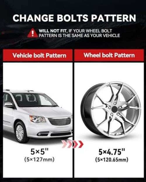 Wheel Adapters for Grand Caravan, Pacifica, Town & Country, 1.25 5×5 to 5×4.75