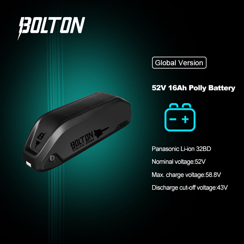 52v/16ah 832 watt hour ebike lithium ion polly style Battery