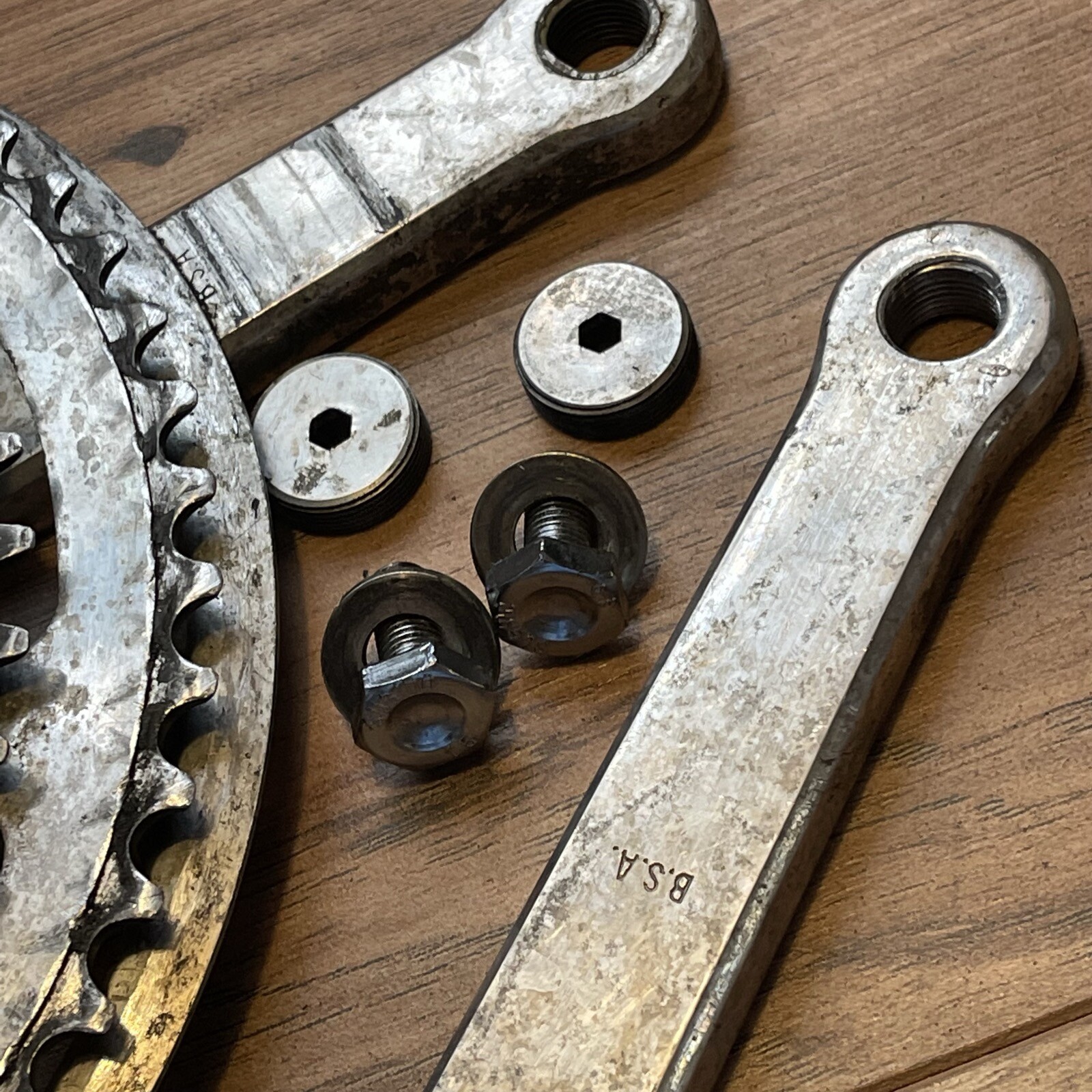 Vintage Nervar Star Crankset BSA English 170 Double 52 42 9/16