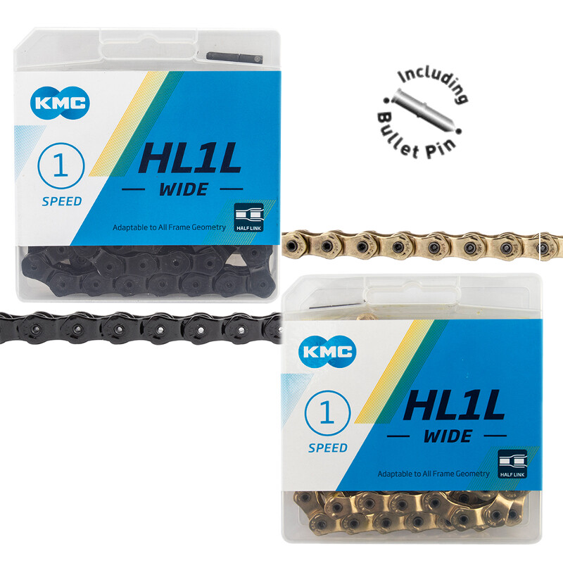 KMC HL1L Wide 1/8″ Half Link Chain GOLD or BLACK Fixie BMX Track Bike fit HL710L