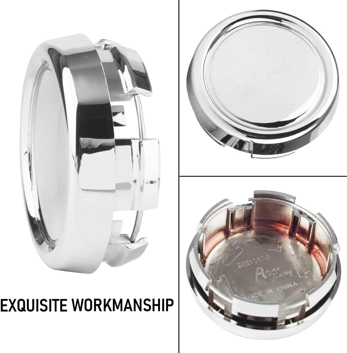 RT 4pcs 79mm Wheel Center Caps for OD: 79mm / 3.11″, ID: 71.6mm / 2.82″ Chrome