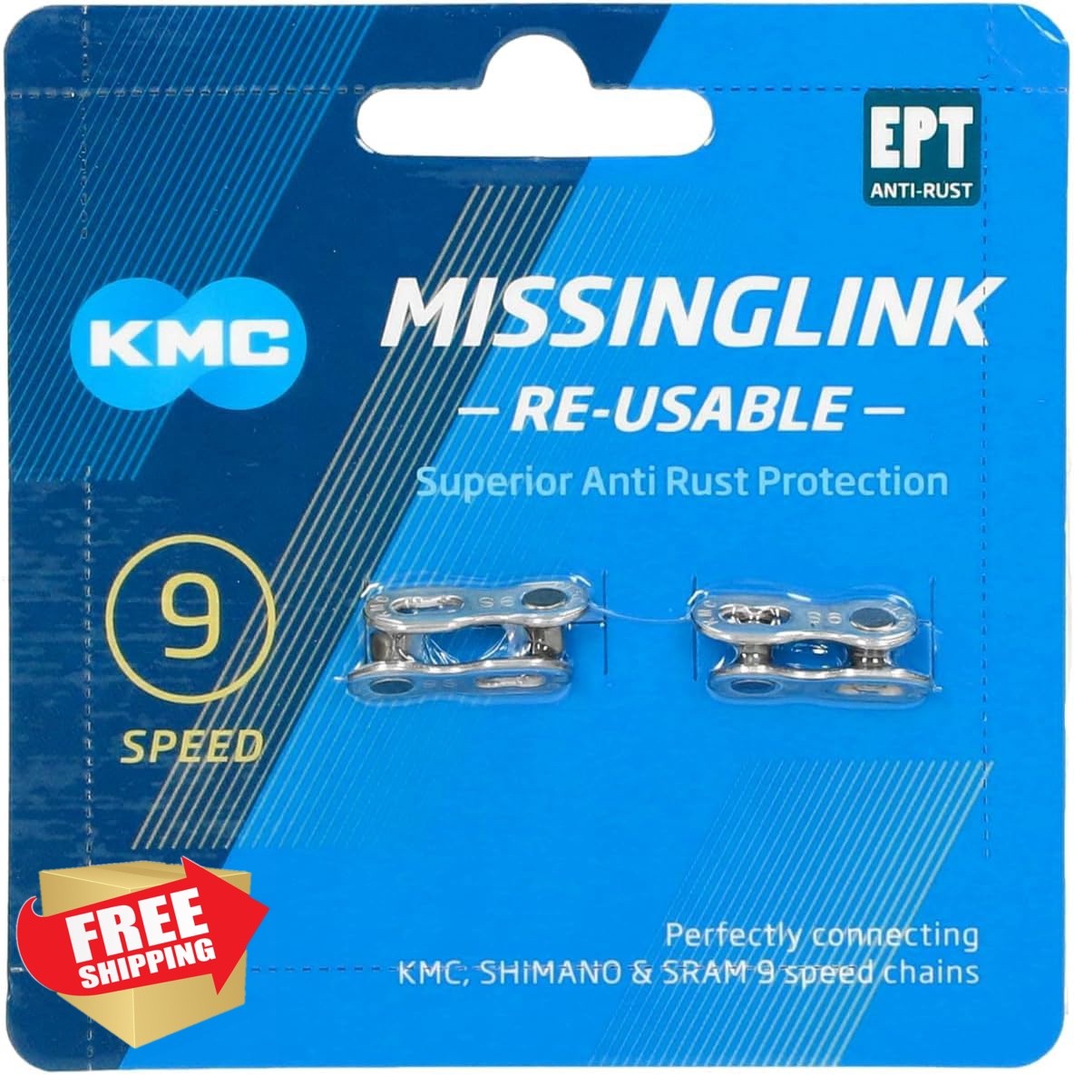 KMC 9 Speed EPT MissingLink 2 Pack Dark Silver