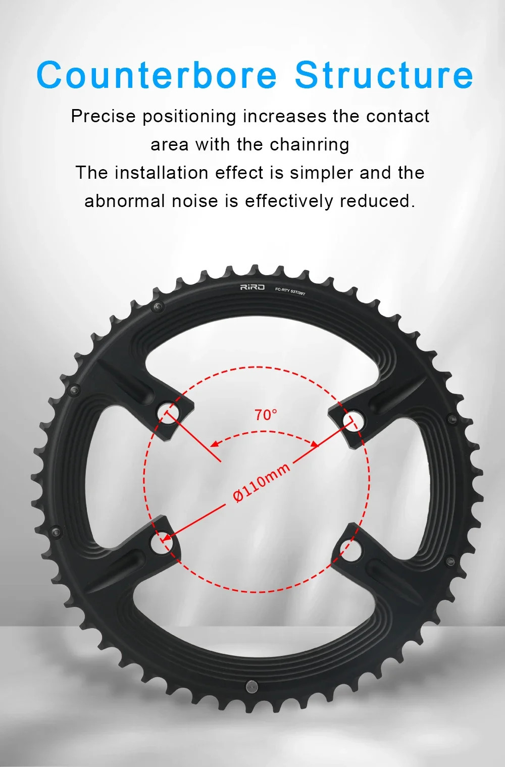 Road Bike 4 Bolt 110BCD Chainring 50-34T 52-36T 53-39T Crankset Round Chainwheel