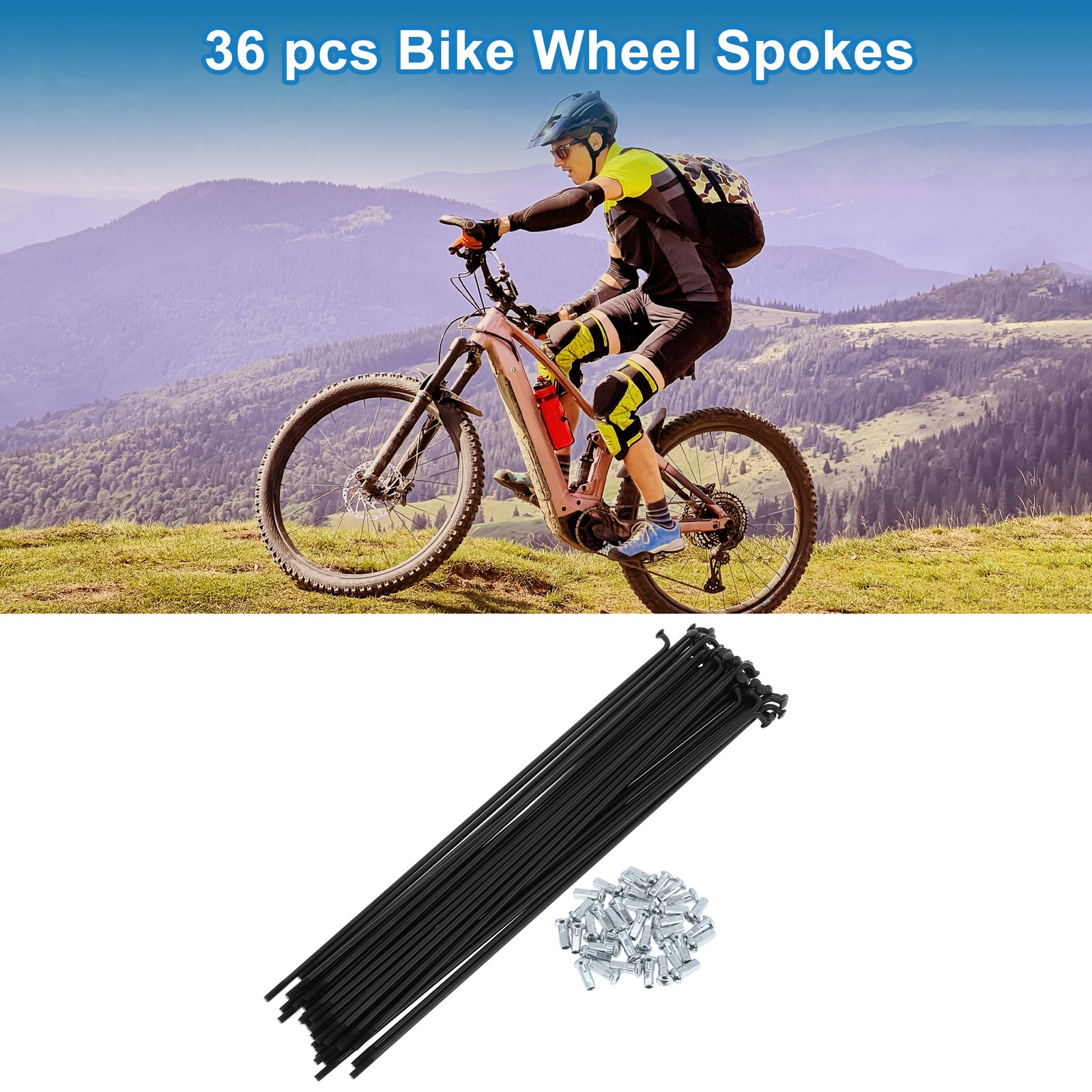 1Set 12G 228mm Length Bicycle Spokes Nipple Carbon Steel Black Universal