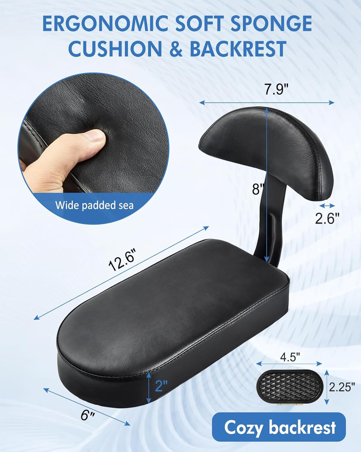 Kids Bike Seat Set, Comfort Bike Seat with Backrest, Wide Child Bicycle Rear Sea